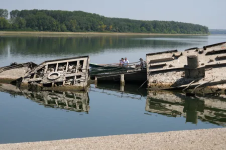 The Danube River's water is dropping so low that World War II ships are emerging
